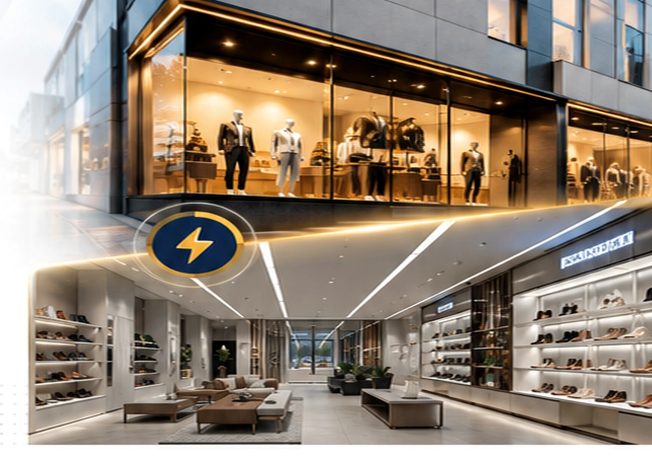 Local comercial premium con vitrinas iluminadas e integración eléctrica profesional