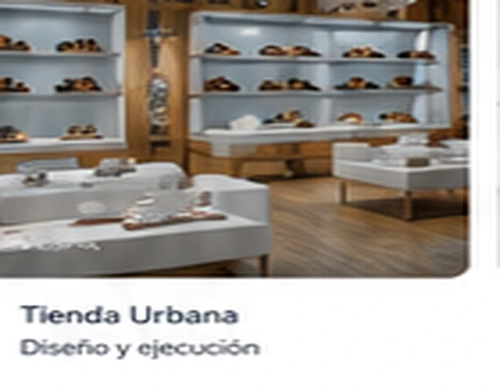Interior de tienda comercial con estanterías iluminadas y vitrinas limpias